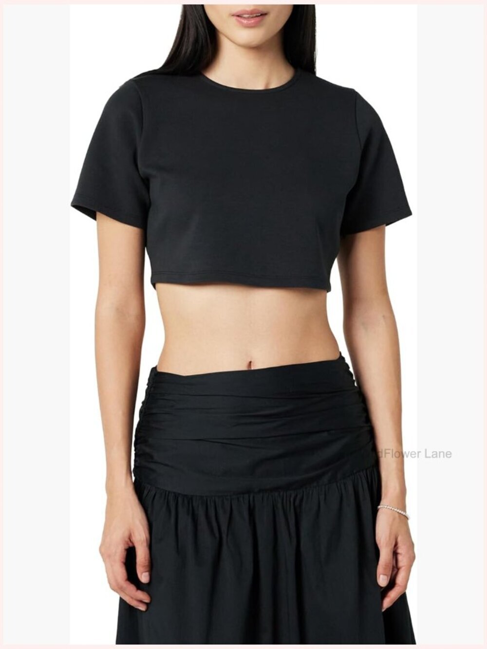 Crop Top Super Soft Stretch Knit Crew Neck Short Sleeve